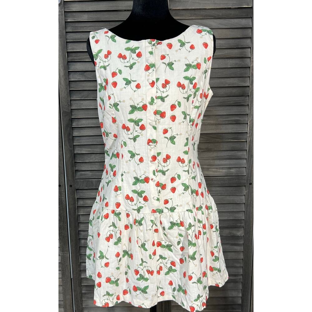 Bailey Rose Strawberry Print Dress Medium Coquette Cottagecore  Medium - Picture 2 of 10